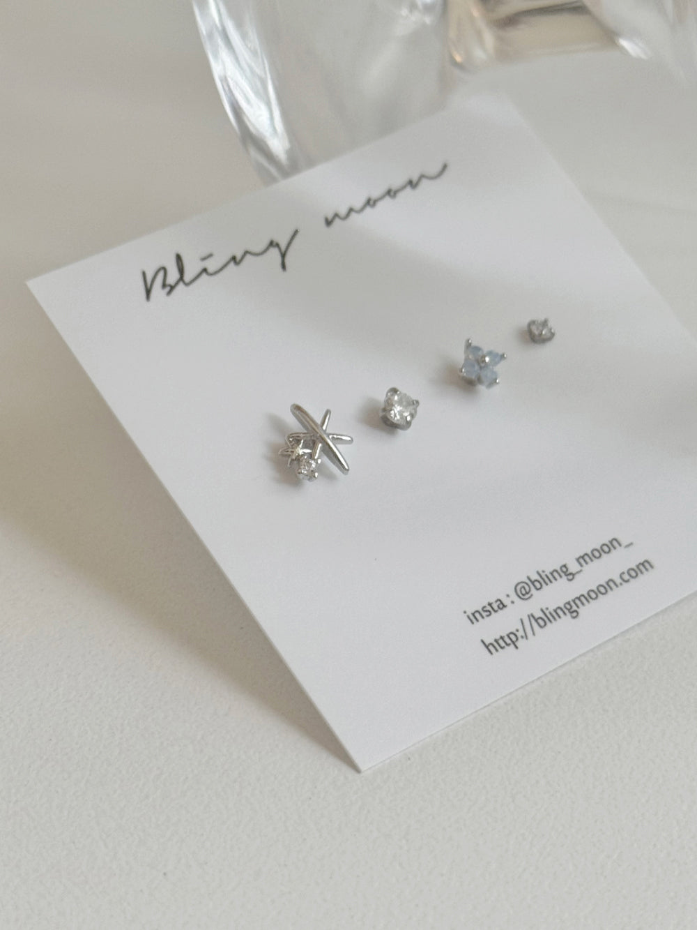 [4set]トゥインクルブルー 雪の結晶ピアスセット 16G ボディピアス