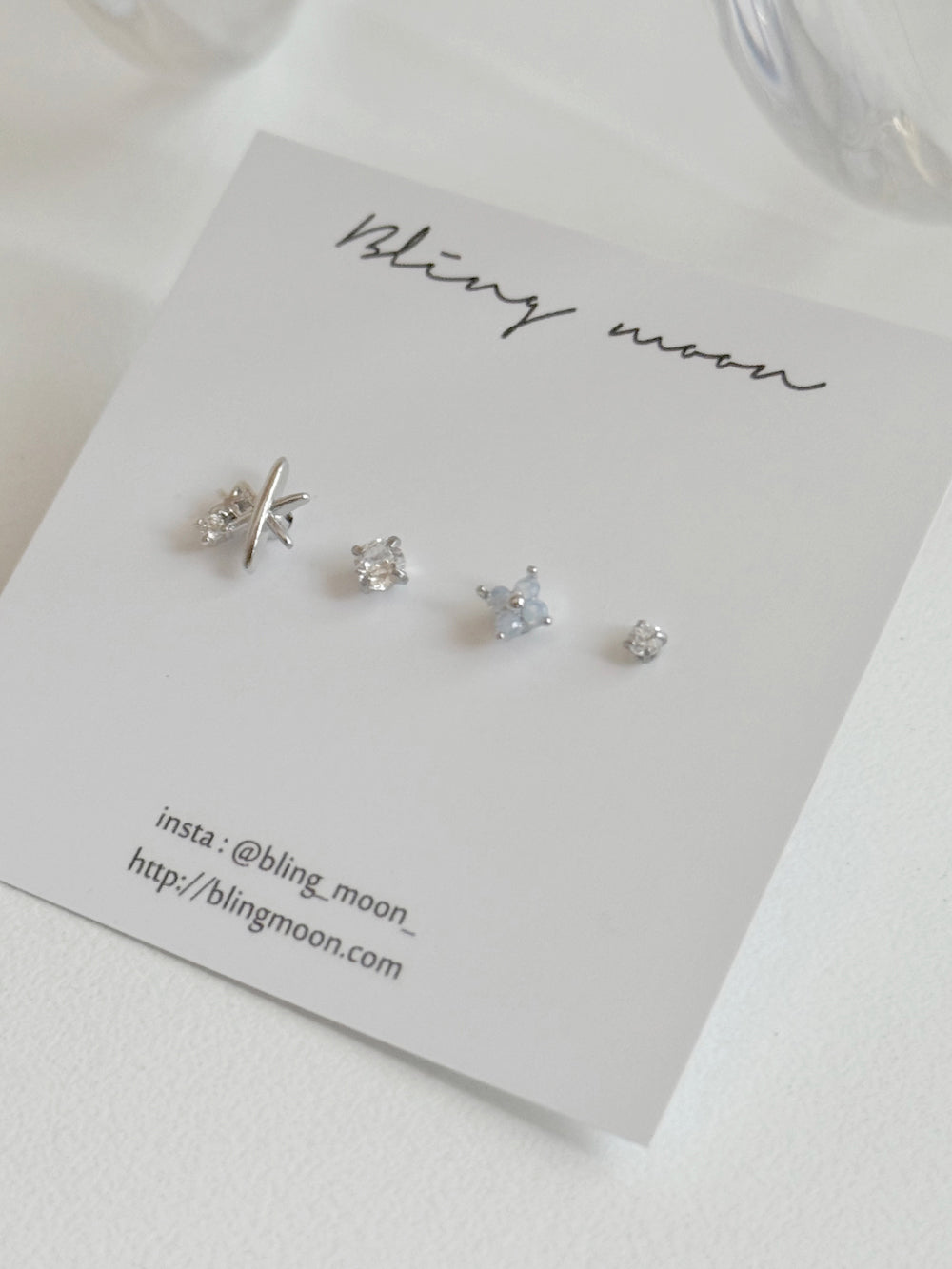 [4set]トゥインクルブルー 雪の結晶ピアスセット 16G ボディピアス