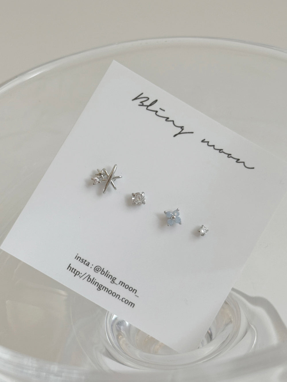 [4set]トゥインクルブルー 雪の結晶ピアスセット 16G ボディピアス