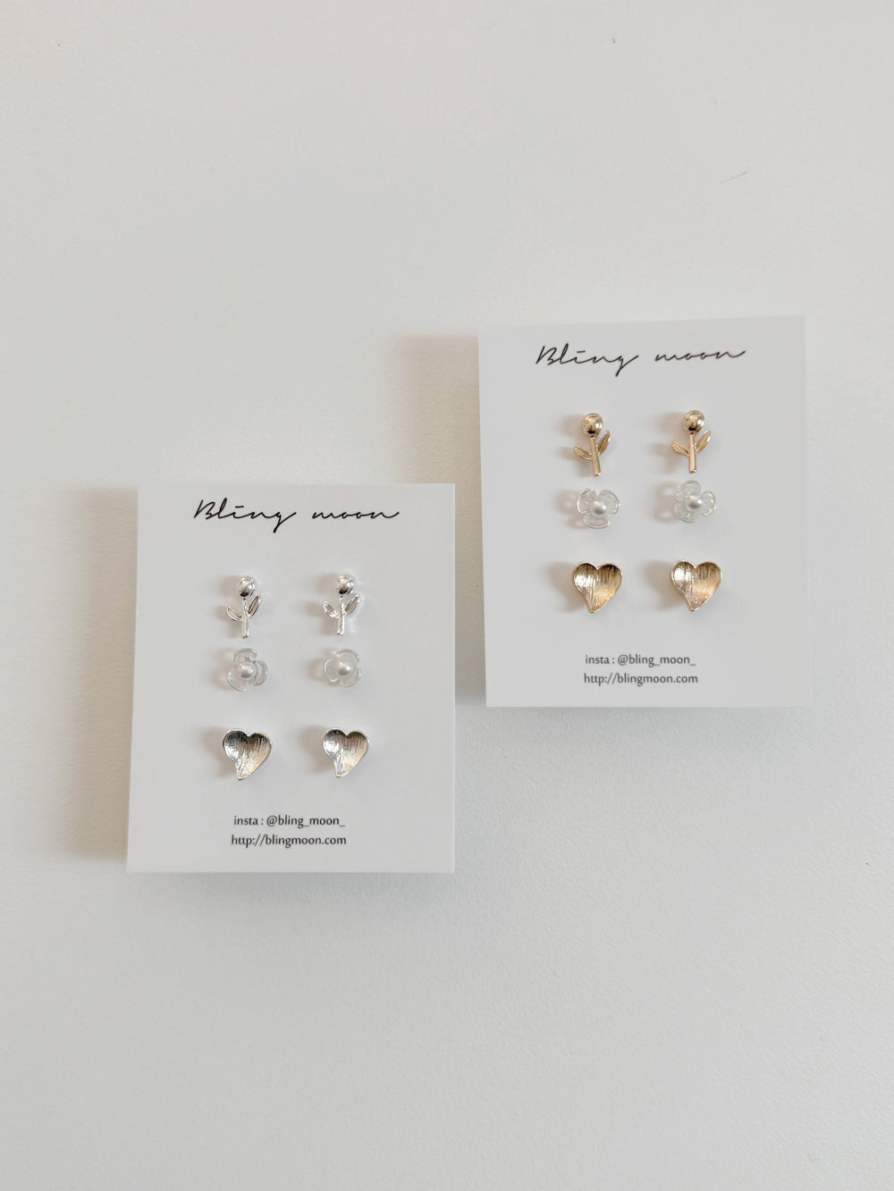 [SET] French ribbon pearl earrings set (2 colors)