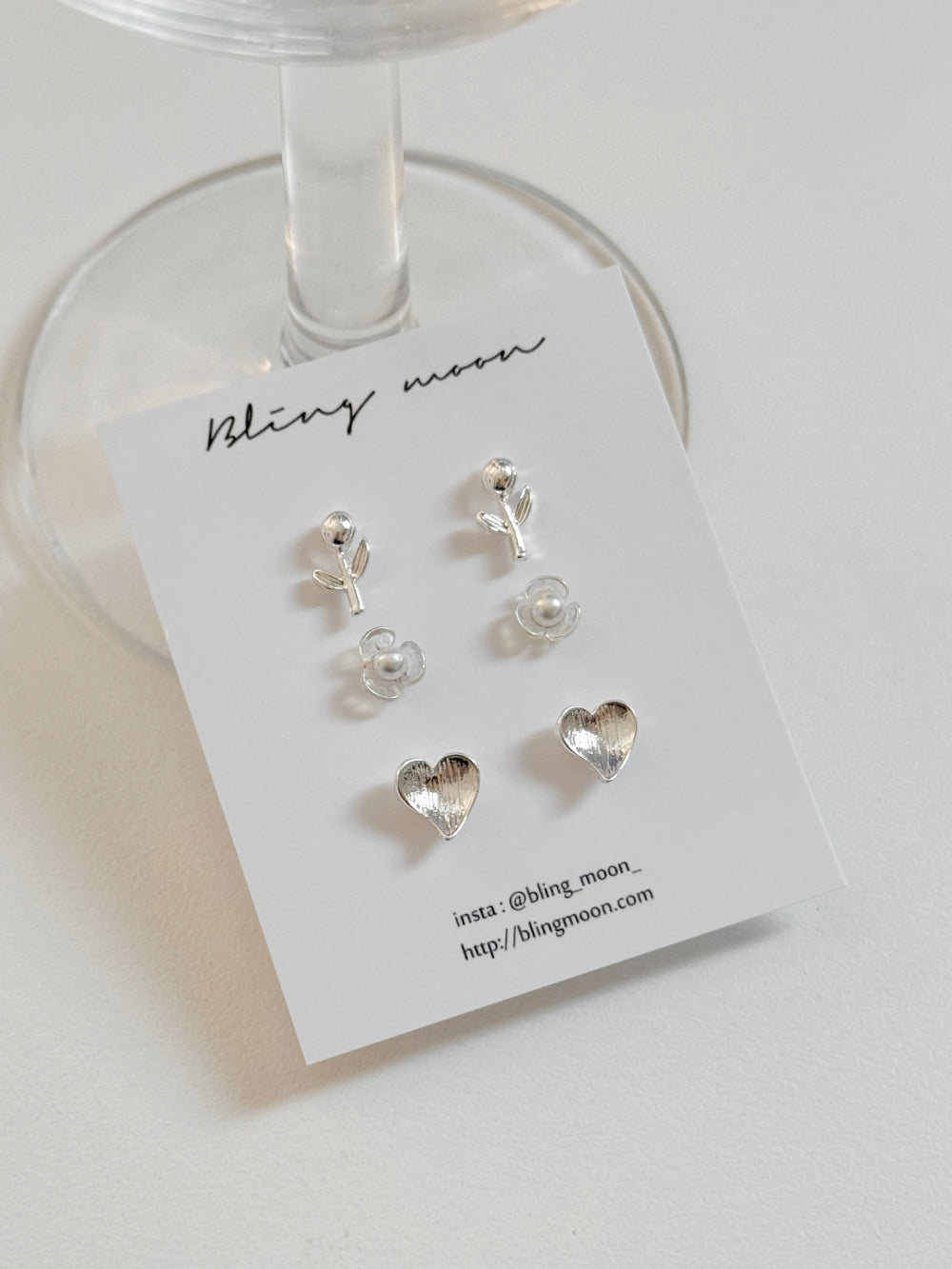 [SET] French ribbon pearl earrings set (2 colors)