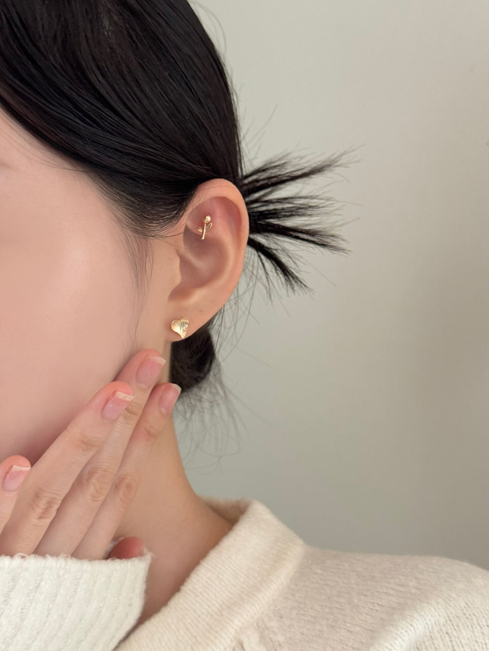 [SET] French ribbon pearl earrings set (2 colors)