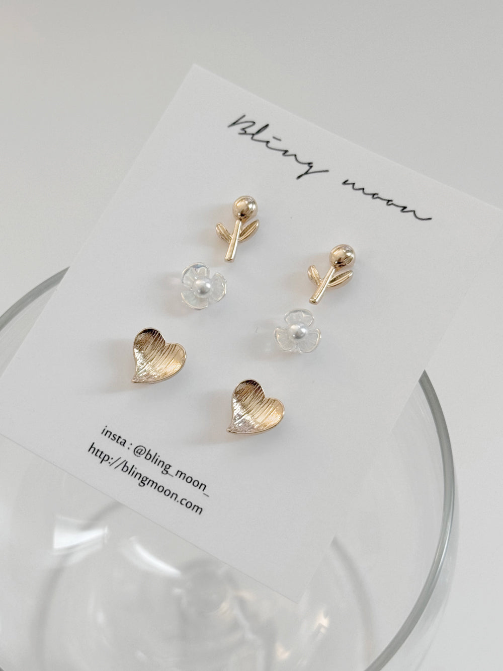 [SET] French ribbon pearl earrings set (2 colors)