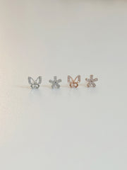 [サージカル]ワルツ バタフライ＆フラワー ピアス / 2タイプ / 2カラー / フラワーキュービック デイリー ポイント 春夏 シンプル