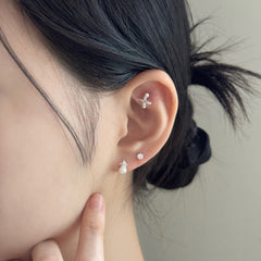 [SET] ชุดต่างหูไข่มุกริบบิ้นฝรั่งเศส (2 สี)