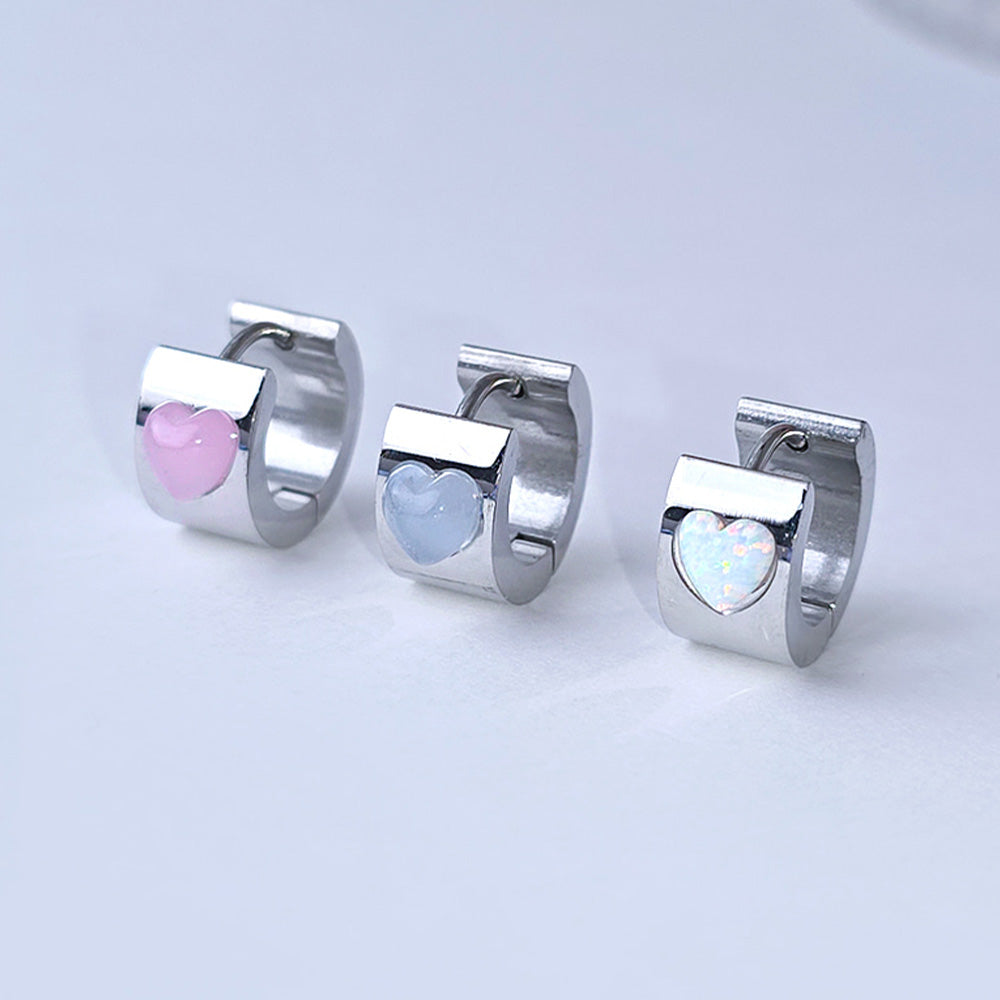 [Surgical] Calmer Jamstone Heart Ring Earrings 16G (3 Colors) for one ear 