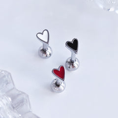 [サージカル]カラーハート スタッドピアス (3Color) ボディピアス 16G ドローイングハート