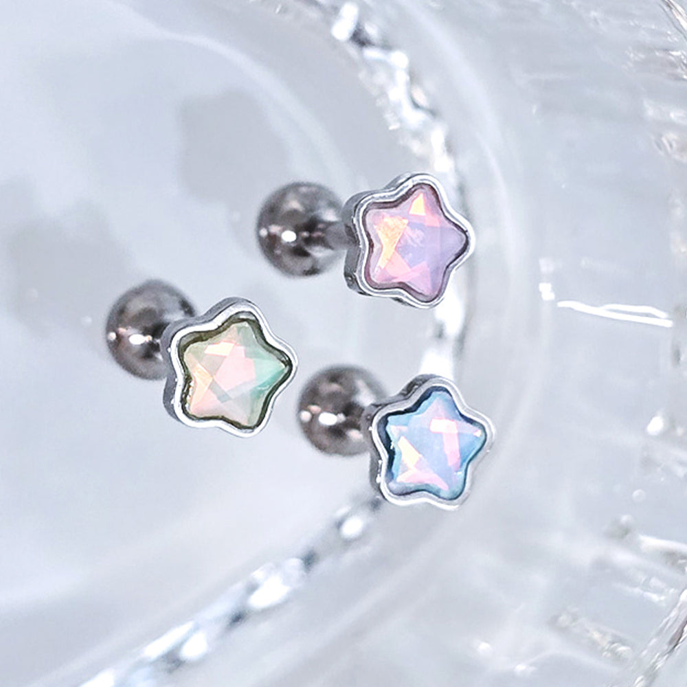 [サージカル]オーロラミルキー スター スタッドピアス (3Color) ボディピアス 16G ふんわり
