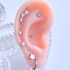 [サージカル]オーロラミルキー スター スタッドピアス (3Color) ボディピアス 16G ふんわり