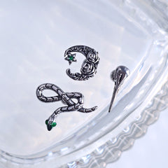 [サージカル]スネーク ローズ ザ ムーン カラスモチーフ ピアス (3Type) ボディピアス 16G