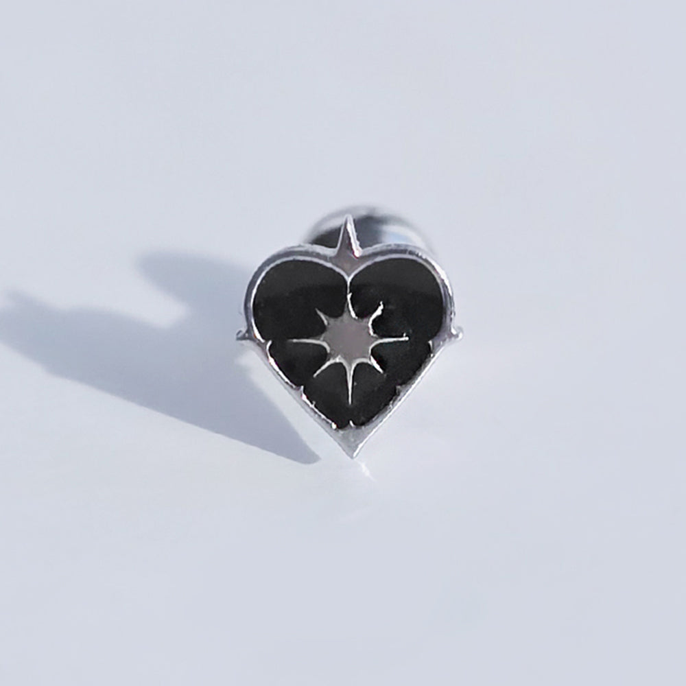 [サージカル]シリウス ブラックハート ピアス 16G 星モチーフ 軟骨ピアス