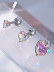 [サージカル]オーロラ クリスタルAB ハートジュエル ボディピアス (3 Size) 16G