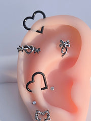 [サージカル]ハート セグメントリング ピアス ワンタッチ 18G サージカルステンレス 金属アレルギー対応 軟骨 フープ