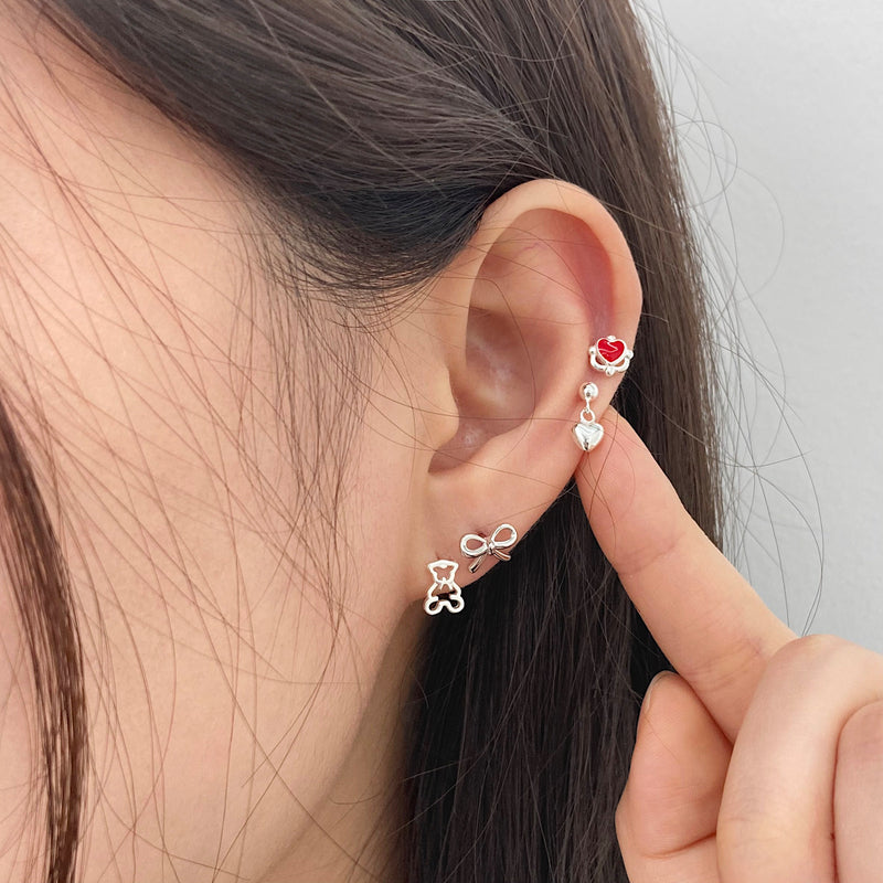 [925 Silver]ノーテッド リボン ピアス 18G ボディピアス キャッチ ピアッシング