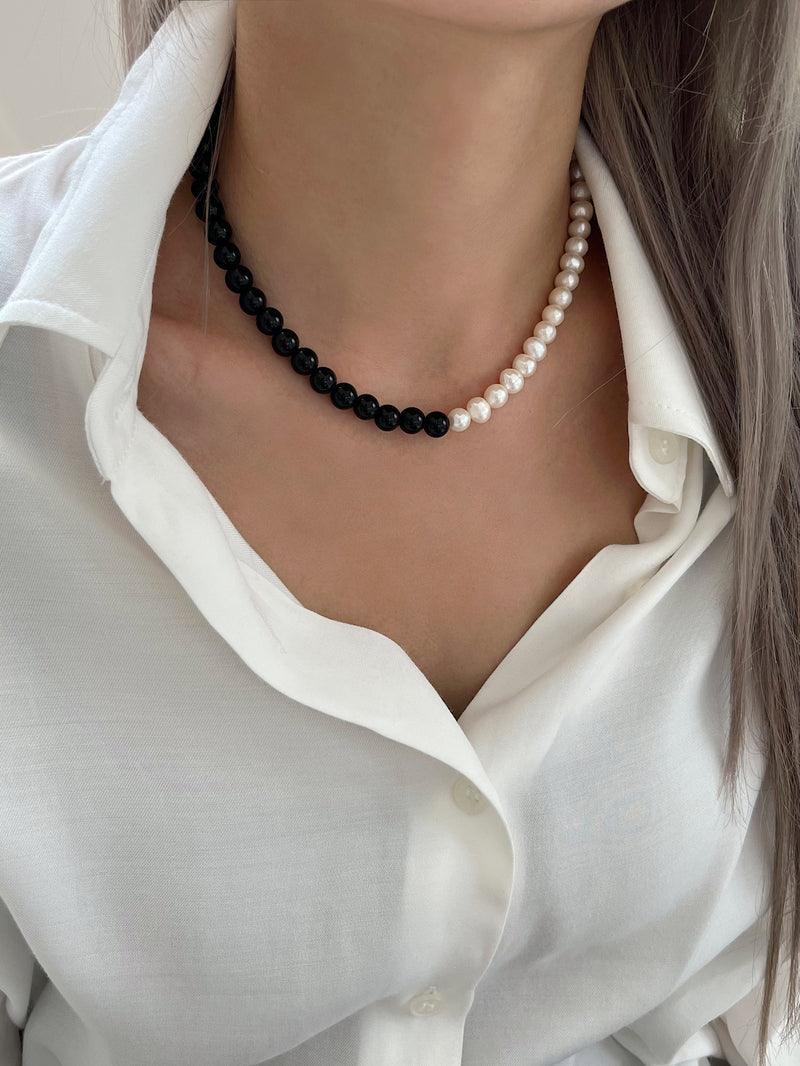 [925 Silver]ブラック トルマリン 真珠 ネックレス - 4MiLi (フォーミリ)