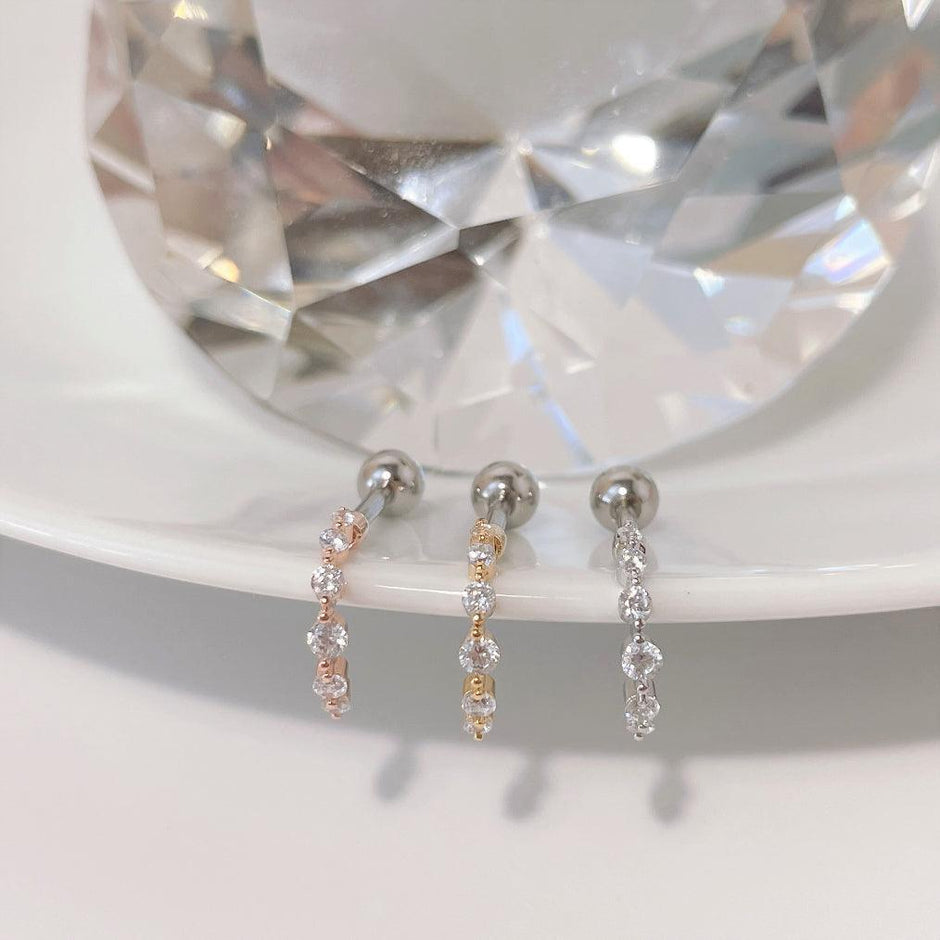 silver925 wave one touch earrings (2color) 韓国アクセサリー