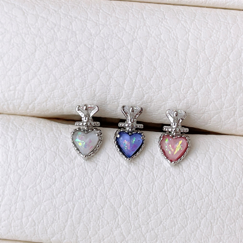 [Surgical] Opal Heart Crown Piercing (3 Colors) 16G 