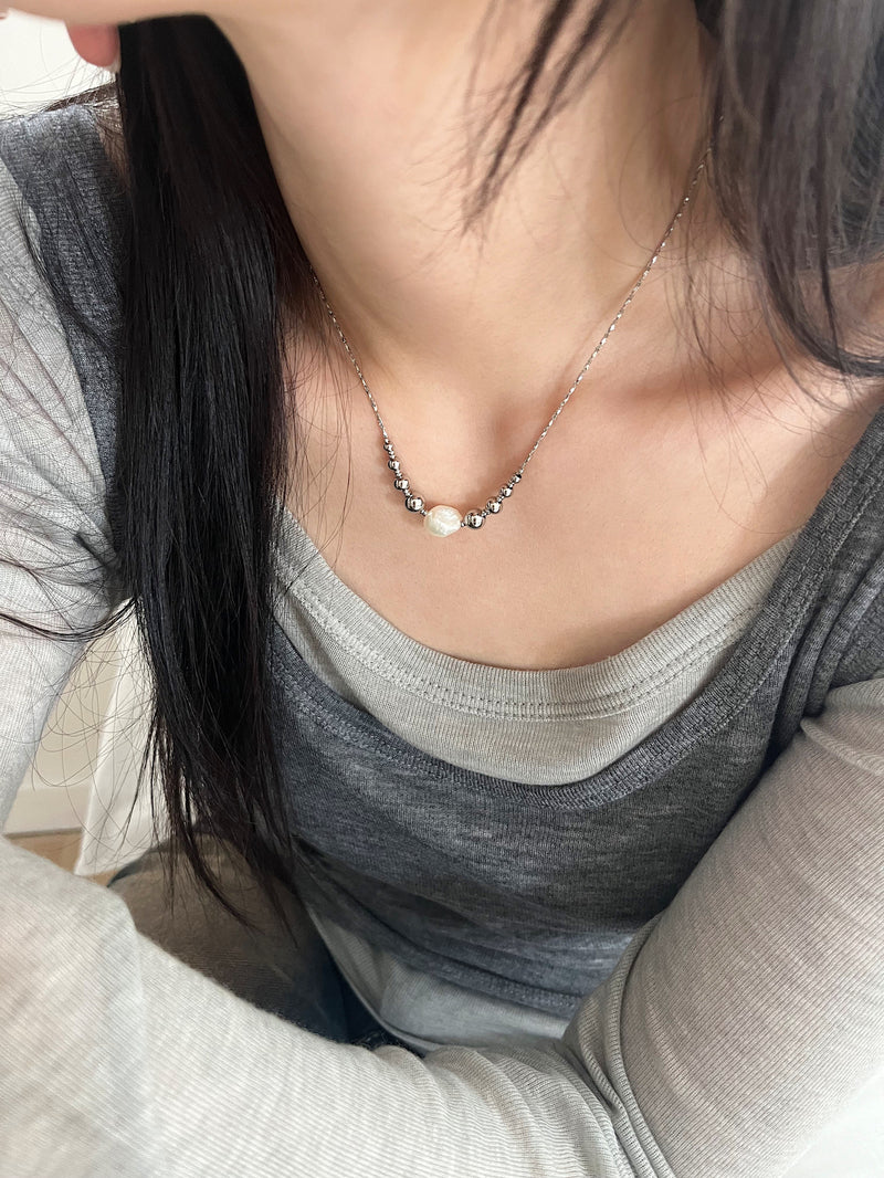 [Surgical] Freshwater pearl chain necklace (3 types) / Metal allergy resistant