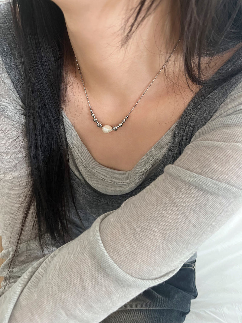 [Surgical] Freshwater pearl chain necklace (3 types) / Metal allergy resistant