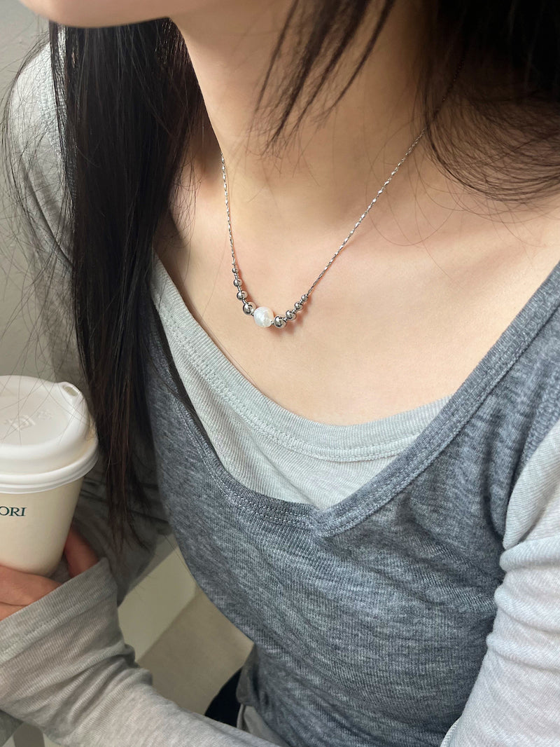 [Surgical] Freshwater pearl chain necklace (3 types) / Metal allergy resistant