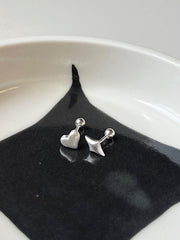 [925 Silver] Matte Poker Earrings (Heart/Star) 18G Body Piercing Back Piercing 