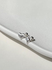 [925 Silver] Matte Poker Earrings (Heart/Star) 18G Body Piercing Back Piercing 