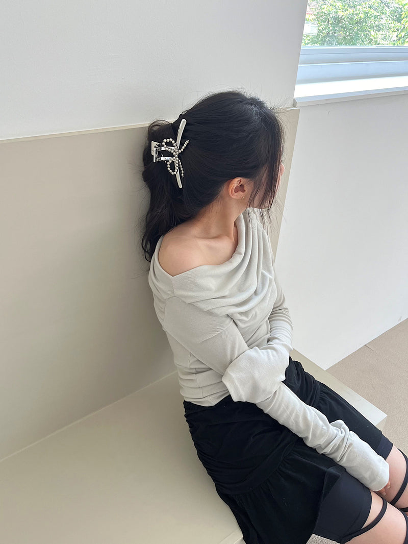 Silver Ball Ribbon Point Hair Clip (3 Types)