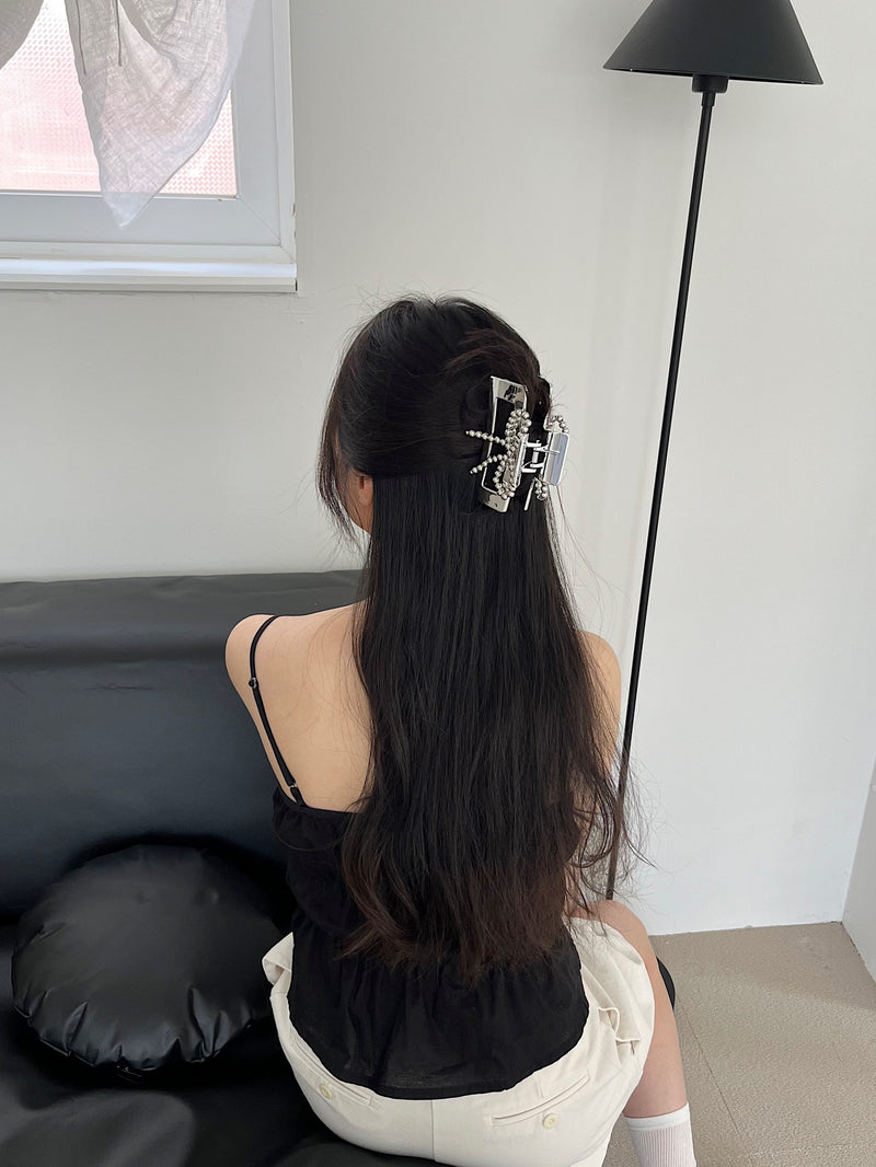 Silver Ball Ribbon Point Hair Clip (3 Types)