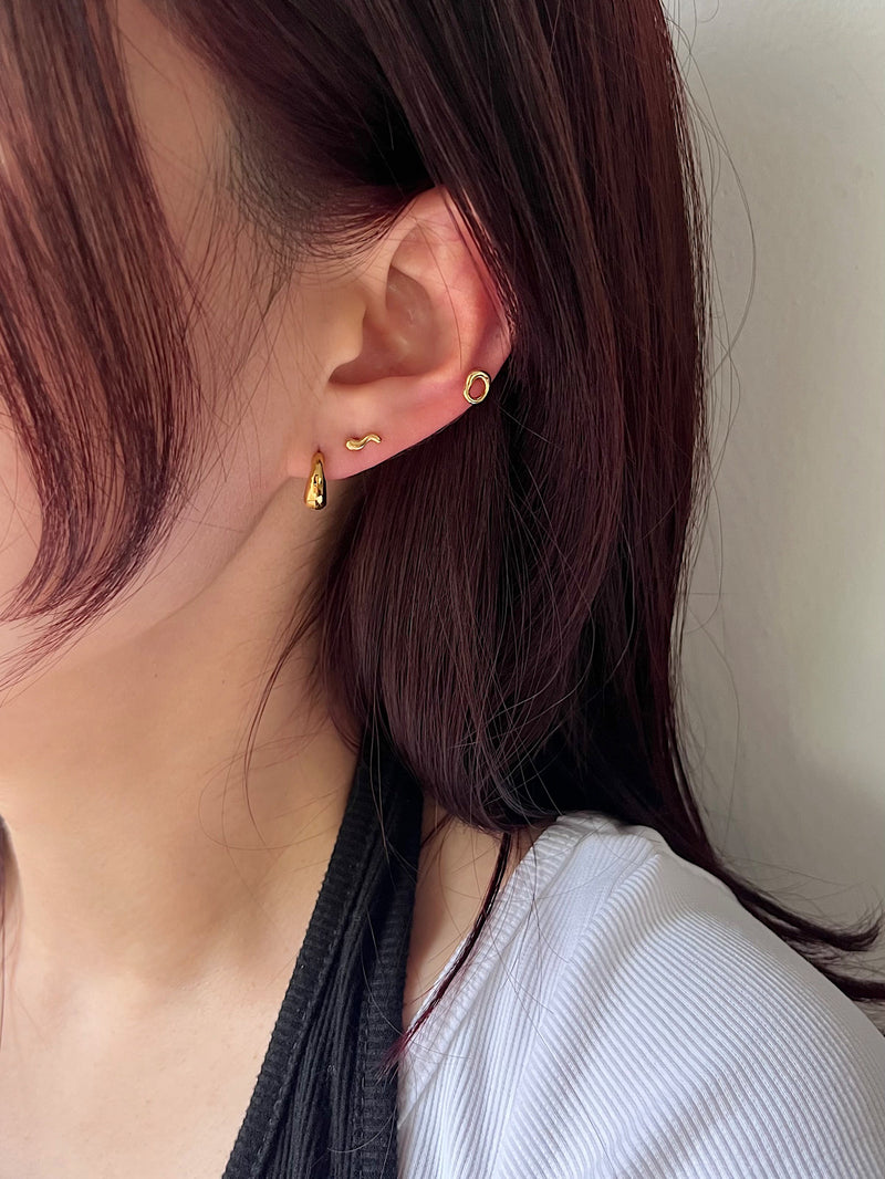 [サージカル]水滴 ワンタッチリング リングピアス (2color) 18G