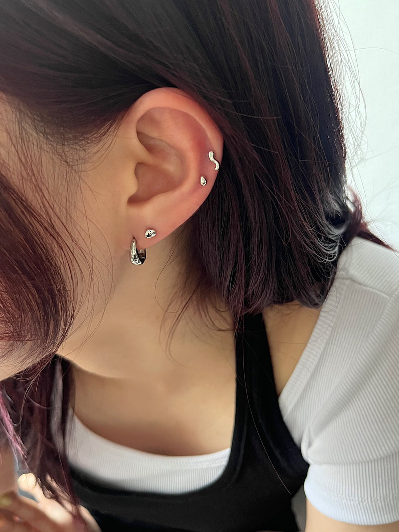 [サージカル]水滴 ワンタッチリング リングピアス (2color) 18G