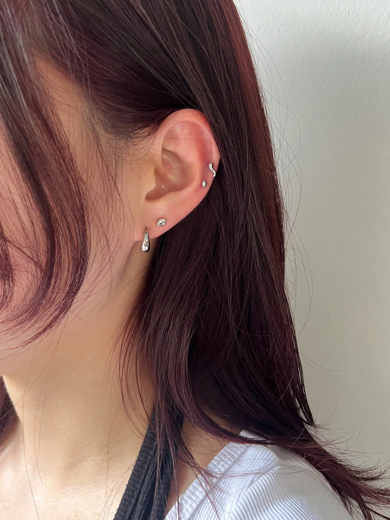 [サージカル]水滴 ワンタッチリング リングピアス (2color) 18G