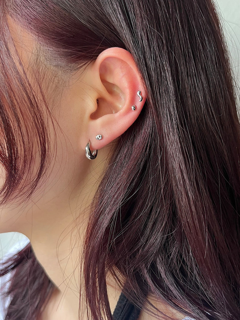 [サージカル]水滴 ワンタッチリング リングピアス (2color) 18G