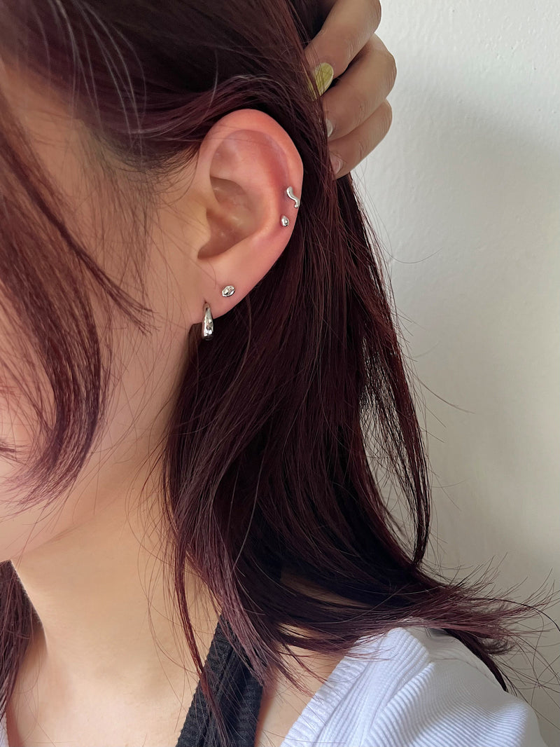 [サージカル]水滴 ワンタッチリング リングピアス (2color) 18G