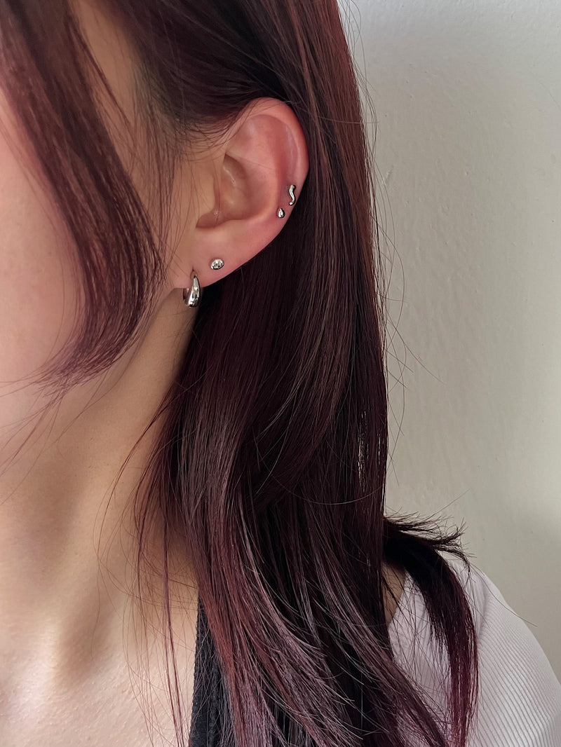 [サージカル]水滴 ワンタッチリング リングピアス (2color) 18G