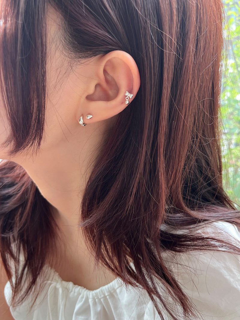 [925 Silver]リボン ボール ドロップ 18G ボディピアス キャッチ ピアッシング