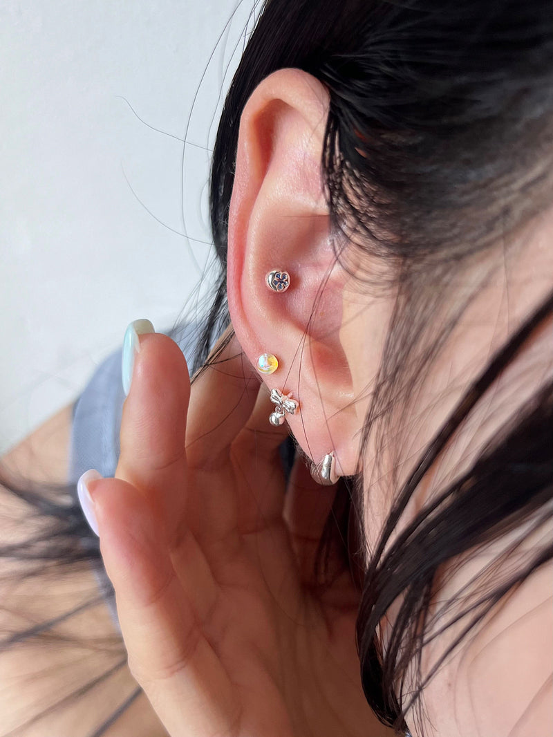 [925 Silver] Pure Round 18G (3Type) Body Piercing Back Piercing 