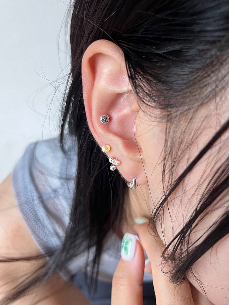 [925 Silver] Pure Round 18G (3Type) Body Piercing Back Piercing 