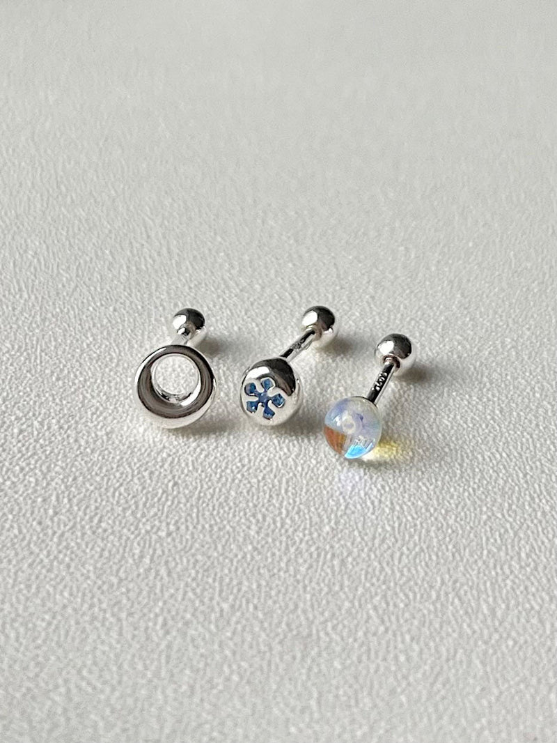 [925 Silver] Pure Round 18G (3Type) Body Piercing Back Piercing 