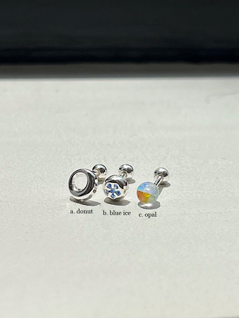 [925 Silver] Pure Round 18G (3Type) Body Piercing Back Piercing 