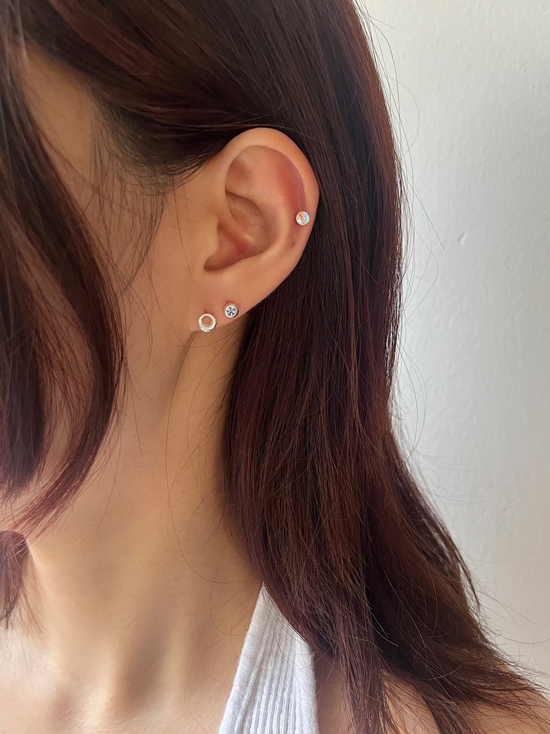 [925 Silver] Pure Round 18G (3Type) Body Piercing Back Piercing 