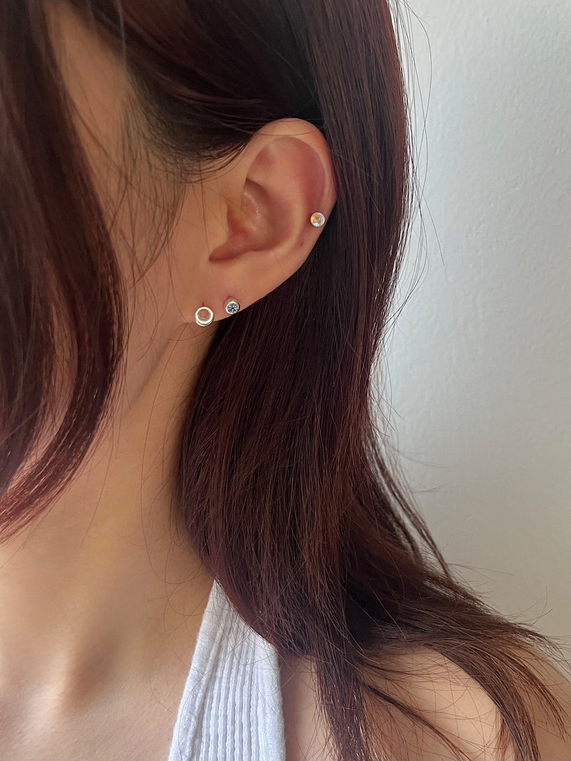 [925 Silver] Pure Round 18G (3Type) Body Piercing Back Piercing 