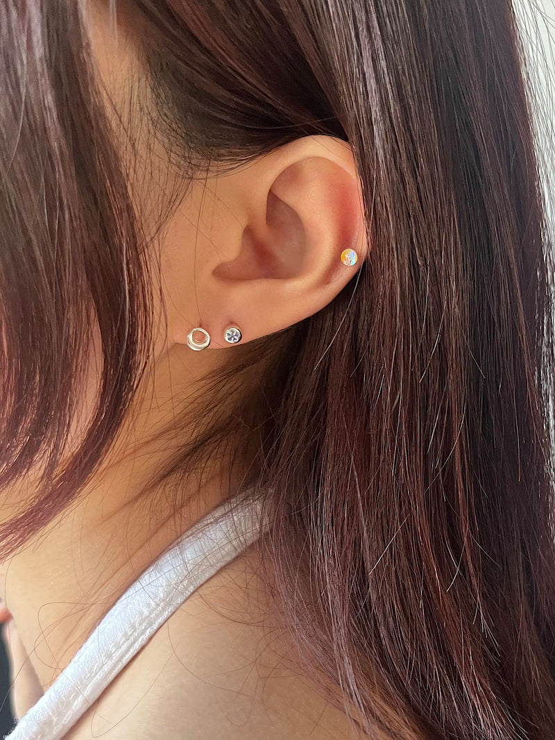 [925 Silver] Pure Round 18G (3Type) Body Piercing Back Piercing 