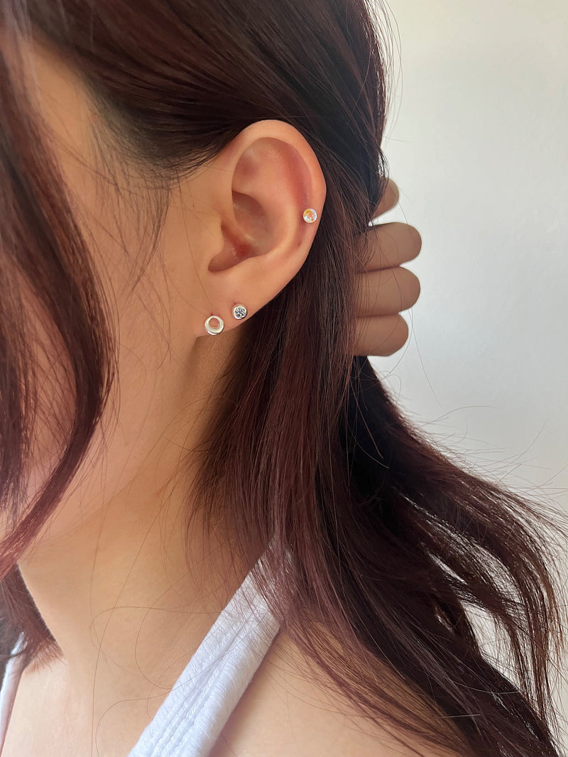 [925 Silver] Pure Round 18G (3Type) Body Piercing Back Piercing 