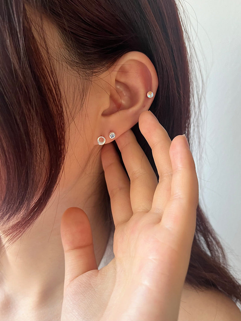 [925 Silver] Pure Round 18G (3Type) Body Piercing Back Piercing 