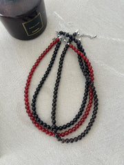 [Surgical] Red &amp; Black Gemstone Necklace (3 Colors) Hypoallergenic