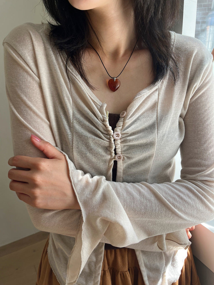 [Surgical] Autumn Color String Heart Long Necklace (3 colors/adjustable length)