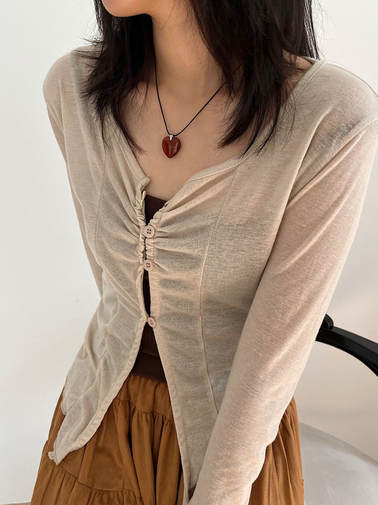 [Surgical] Autumn Color String Heart Long Necklace (3 colors/adjustable length)