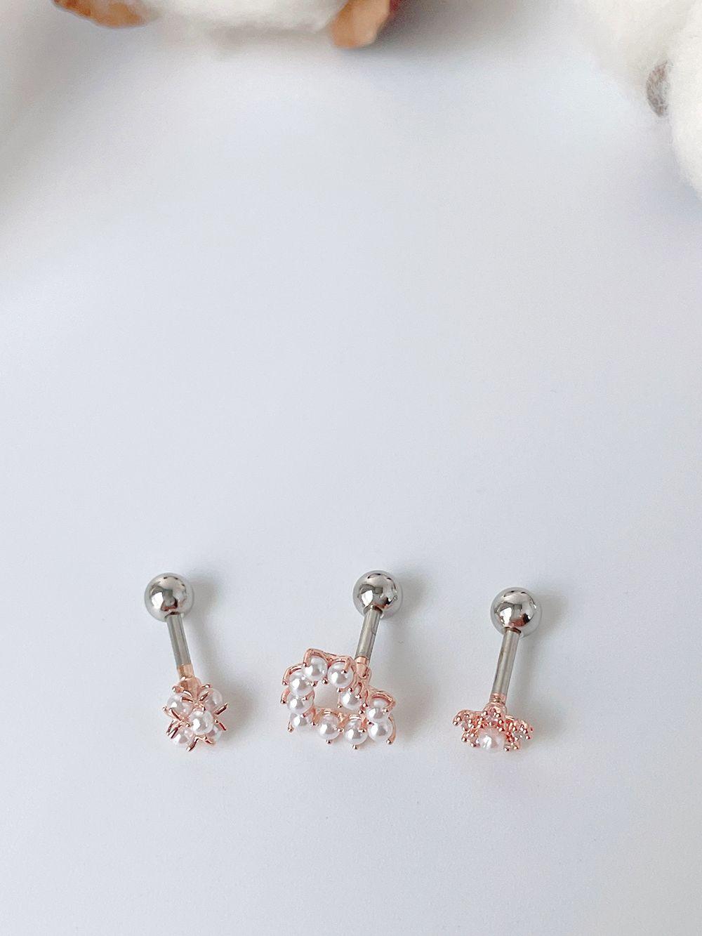 サージカル]真珠 ボール ハート (3Type 2Color) 16G ボディ
