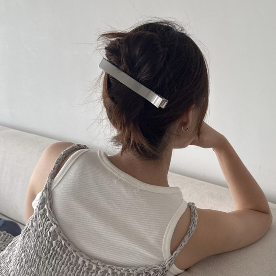 スクエアメタル シルバー ヘアクリップ（3タイプ） – 4MiLi (フォーミリ)