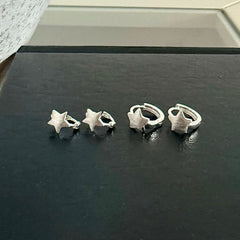 [925 Silver] Rough Wave Line One-Touch Ring Earrings for Both Ears 